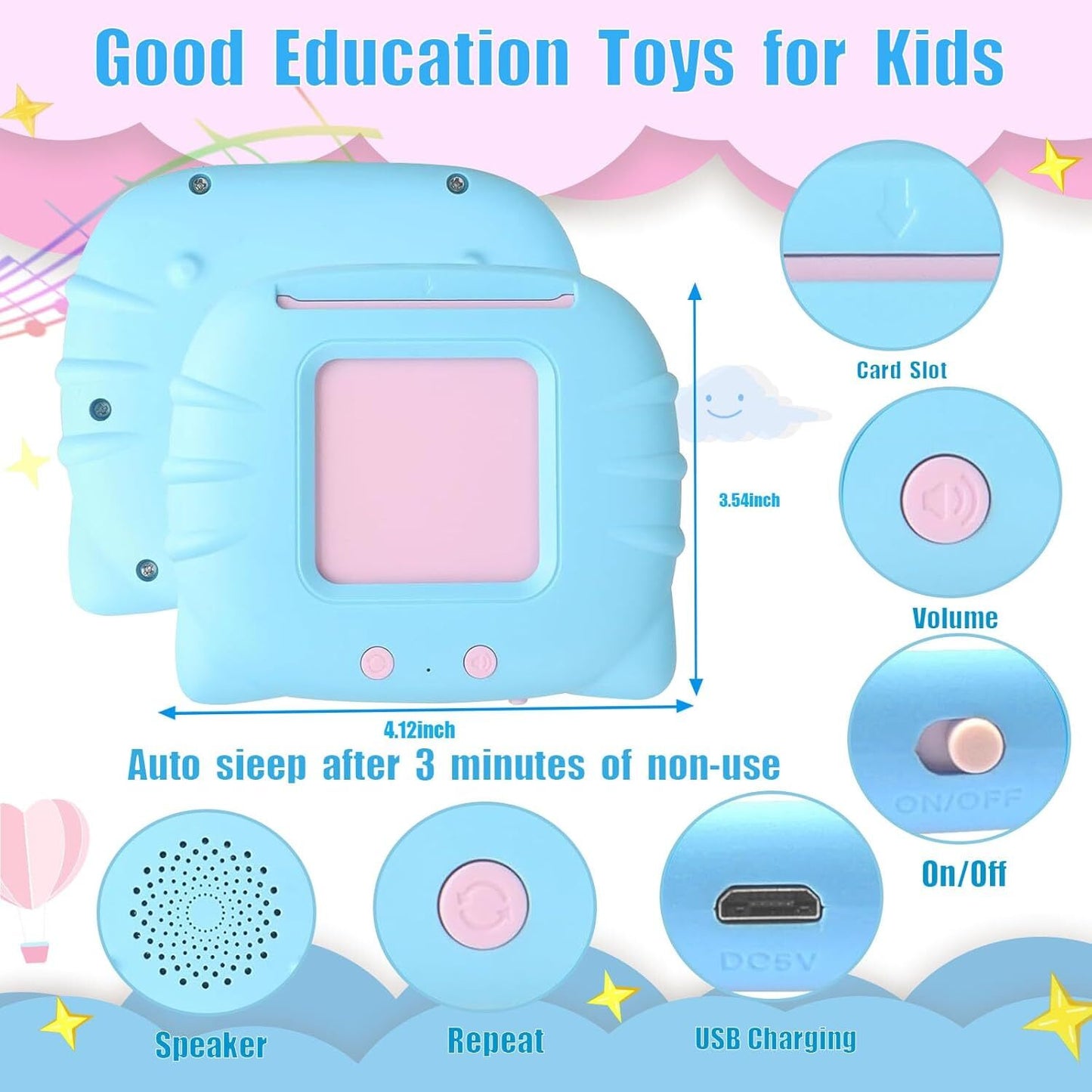 Talking Flash Cards Pocket Speech Toys - 336 Sight Words Montessori Audible Spee