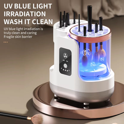 USB Electric Makeup Brush Cleaner 3-In-1 with Automatic Quick-Drying Support Device - Makeup Brush Cleaning and Drying Book Tool
