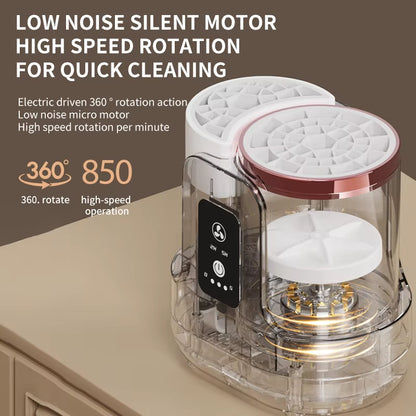 USB Electric Makeup Brush Cleaner 3-In-1 with Automatic Quick-Drying Support Device - Makeup Brush Cleaning and Drying Book Tool