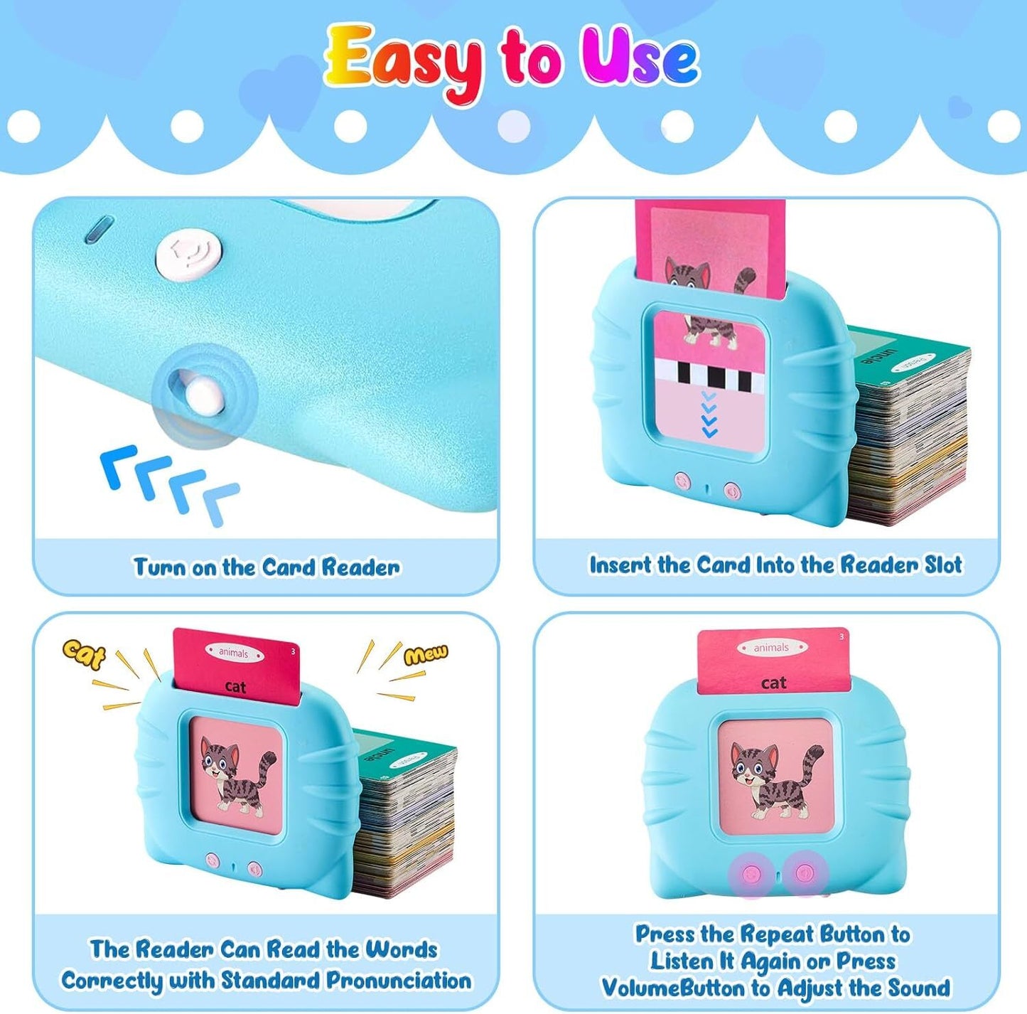 Talking Flash Cards Pocket Speech Toys - 336 Sight Words Montessori Audible Spee